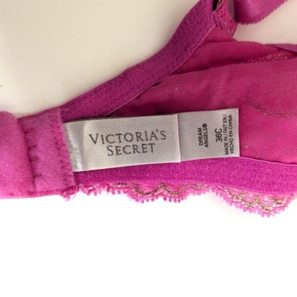 Like New Victoria's Secret Dream Angels Push-Up Lace Pink Bra 36C - Picture 6 of 6